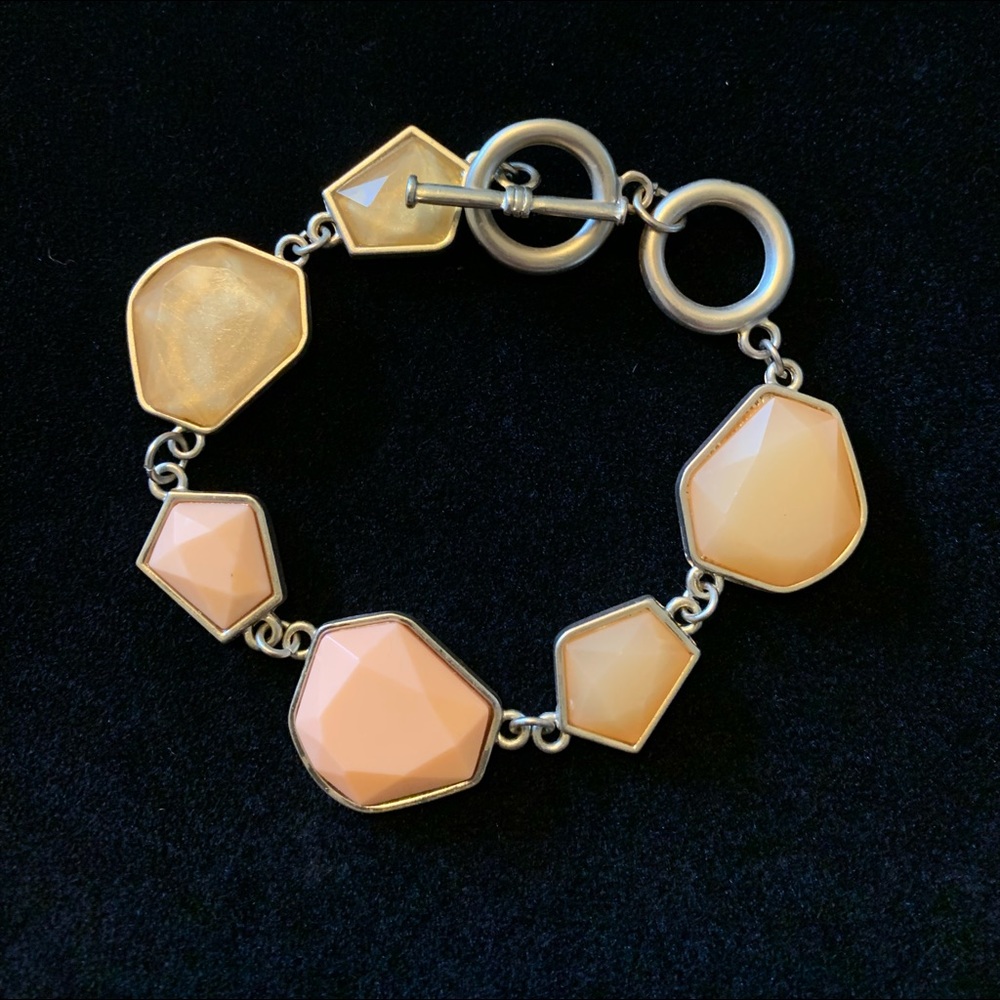Orange & silver bracelet with toggle closure